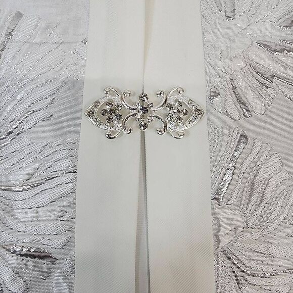 Women's 12 White Two Piece Dress Church Suit Formal Jacquard Embroidery Jacket - Picture 10 of 15